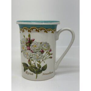 Rosa Novelliana 4.25" Kent Pottery Floral Porcelain Mug w/ Floral Lid Tea Time
